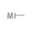 14k White Gold Initial M Diamond Stud Earring, Dainty Alphabet Jewelry for Women