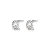 14k White Gold Diamond Letter Q Stud Earrings, Alphabet Initial Jewelry for Women