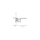 14k White Gold Diamond Letter R Stud Earring, Round Cut Initial Jewelry for Women