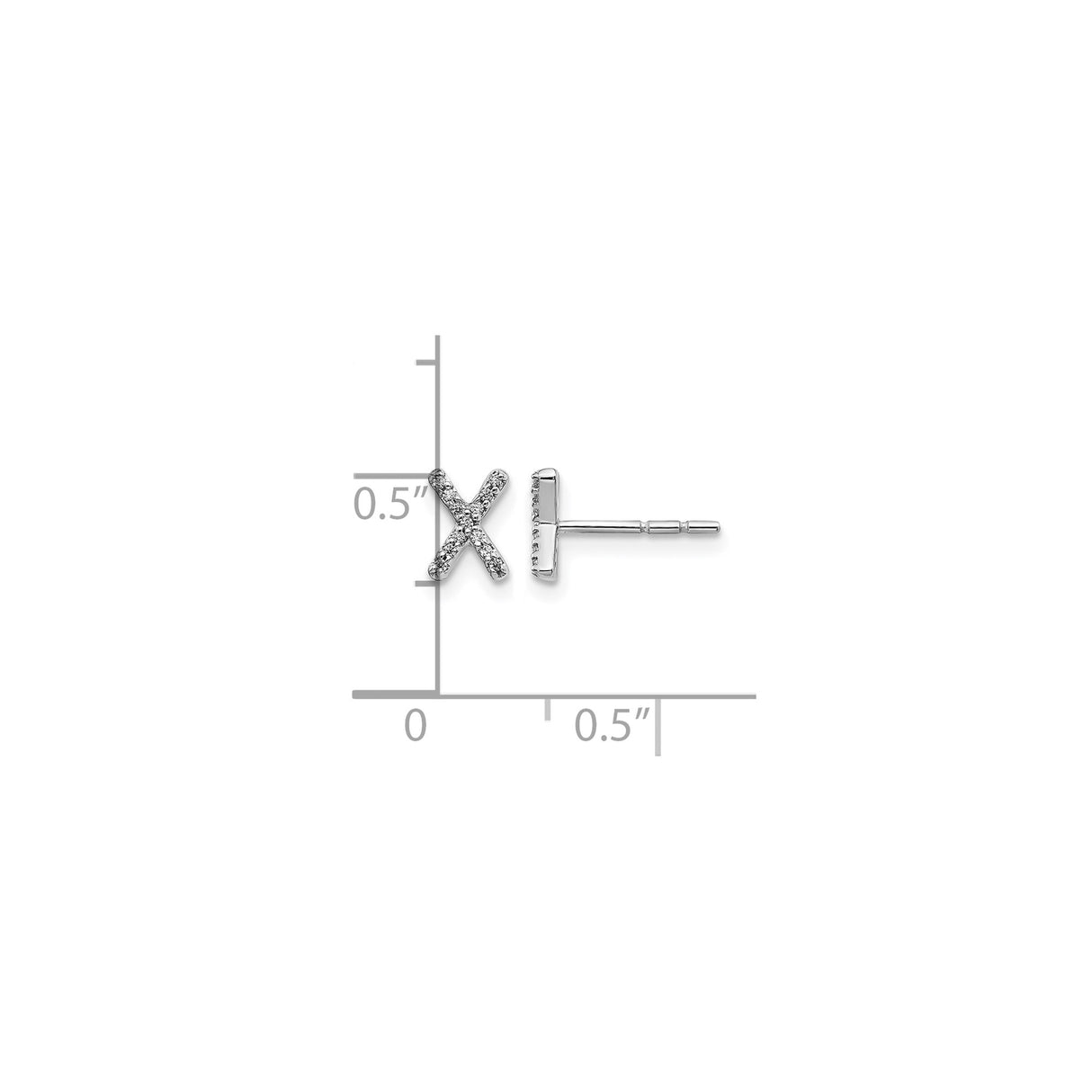 14k White Gold Stud Earrings with Pavé Diamond X Design, Crisscross Minimalist Style