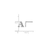 14k White Gold Initial Stud Earring with Diamond, Block Letter A, Polished Monogram Style