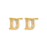 14k Yellow Gold Initial D Stud Earring with Cubic Zirconia, Dainty Letter Design for Women