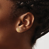 14k Yellow Gold Letter E Stud Earring with Diamond Accents, Dainty Initial Jewelry