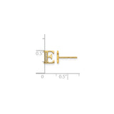 14k Yellow Gold Letter E Stud Earring with Diamond Accents, Dainty Initial Jewelry
