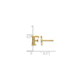 14k Yellow Gold Letter F Stud Earring with Cubic Zirconia, Dainty Personalized Initial Jewelry