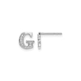 14k White Gold Letter G Diamond Stud Earrings, Dainty Monogram Alphabet Earrings for Women