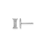14k White Gold Diamond Initial I Stud Earrings, Dainty Alphabet Letter Jewelry for Women