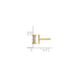 14k Yellow Gold Stud Earrings with Diamond Accent, Block Letter I Initial Design
