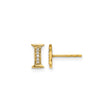 14k Yellow Gold Stud Earrings with Diamond Accent, Block Letter I Initial Design