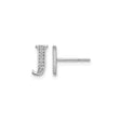 14k White Gold Diamond Letter J Stud Earring, Dainty Monogram Jewelry for Women