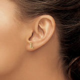 14k Yellow Gold Letter L Stud Earring with Cubic Zirconia, Dainty Monogram Jewelry for Women