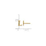 14k Yellow Gold Letter L Stud Earring with Cubic Zirconia, Dainty Monogram Jewelry for Women