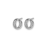 14k White Gold Letter O Stud Earrings with Cubic Zirconia Accents, Dainty Monogram Jewelry