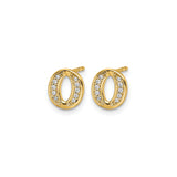14k Yellow Gold Letter O Stud Earrings with Cubic Zirconia, Dainty Initial Jewelry for Women