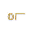 14k Yellow Gold Letter O Stud Earrings with Cubic Zirconia, Dainty Initial Jewelry for Women