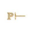 14k Yellow Gold Letter P Stud Earring with Diamond, Personalized Initial Jewelry for Women