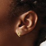 14k Yellow Gold Initial Q Stud Earring with Round Cut Diamond, Letter Monogram Style
