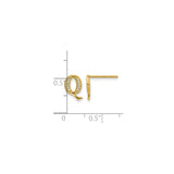 14k Yellow Gold Initial Q Stud Earring with Round Cut Diamond, Letter Monogram Style