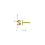 14k Yellow Gold Initial S Stud Earring with Diamonds, Dainty Alphabet Jewelry for Women