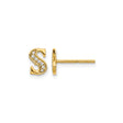 14k Yellow Gold Initial S Stud Earring with Diamonds, Dainty Alphabet Jewelry for Women