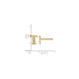 14k Yellow Gold Letter T Stud Earring with Diamond Accents, Block Font Design, Single Earring