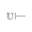 14k White Gold Letter U Stud Earring with Diamond Accents, Monogram Initial Jewelry