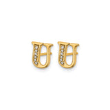 14k Yellow Gold Letter U Stud Earring with Diamond, Minimalist Initial Design for Women