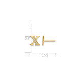 14k Yellow Gold X Stud Earrings with Pavé Diamonds, Modern Letter Monogram Jewelry for Women