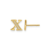 14k Yellow Gold X Stud Earrings with Pavé Diamonds, Modern Letter Monogram Jewelry for Women