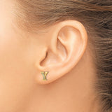 14k Yellow Gold Letter Y Stud Earring with Diamond, Minimalist Monogram Design for Women