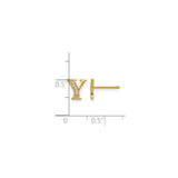 14k Yellow Gold Letter Y Stud Earring with Diamond, Minimalist Monogram Design for Women