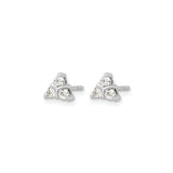 14k White Gold Trinity Knot Stud Earrings with Diamond Triangle Setting for Women