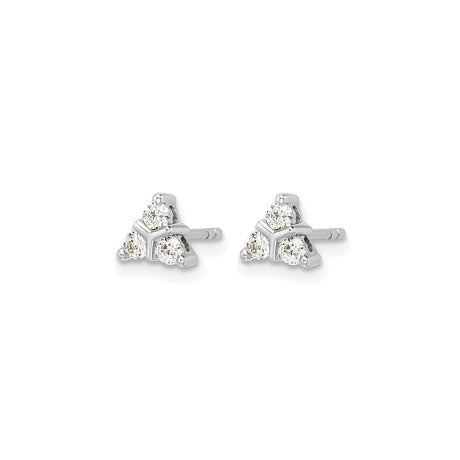 14k White Gold Trinity Knot Stud Earrings with Diamond Triangle Setting for Women
