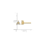 14k Yellow Gold Stud Earrings with Diamond Triangle Cluster, Minimalist Geometric Design