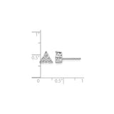 14k White Gold Diamond Stud Earrings, Triangle Geometric Cluster Design for Women