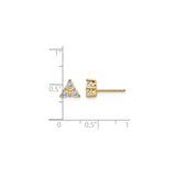 14k Yellow Gold Triangle Stud Earrings with Diamonds, Geometric Cluster Design