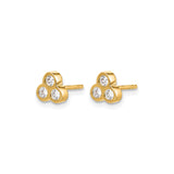 14k Yellow Gold Stud Earrings with Triple Diamond Cluster in Clover Design