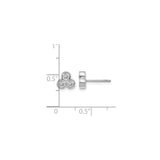 14k White Gold Stud Earrings with Trio Round Cut Diamonds in Cluster Setting