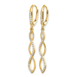 14k Yellow Gold Infinity Dangle Earrings with Diamond Accents and Twist Design