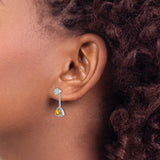 14k White Gold Dangle Earrings with Trillion Cut Citrine, Halo and Diamond Accents