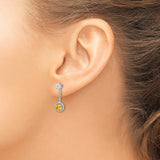 14k White Gold Drop Earrings with Citrine and Diamond Accents in Halo Setting