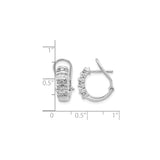 14k White Gold Hoop Earrings with Channel Set Round and Baguette Diamonds