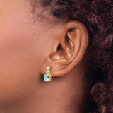 10k Yellow Gold Oval Stud Earrings with Aquamarine, Diamond Accents, Twisted Design