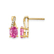 10k Yellow Gold Stud Earrings with Created Pink Sapphire and Diamond Accents, Twist Design
