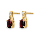 10k Yellow Gold Stud Earrings with Garnet and Cubic Zirconia Accents, Formal Polished Design