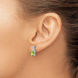 14k White Gold Earrings with Oval Peridot and Diamond Accents, Twist Design Studs