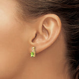 14k Yellow Gold Peridot Stud Earrings with Diamond Accents, Crossover Design