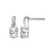 14k White Gold Stud Earrings with Oval White Topaz, Twisted Design, Diamond Accents