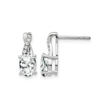 14k White Gold Stud Earrings with Oval White Topaz, Twisted Design, Diamond Accents