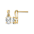 14k Yellow Gold Stud Earrings with Oval White Topaz and Diamond Accents in Ribbon Style